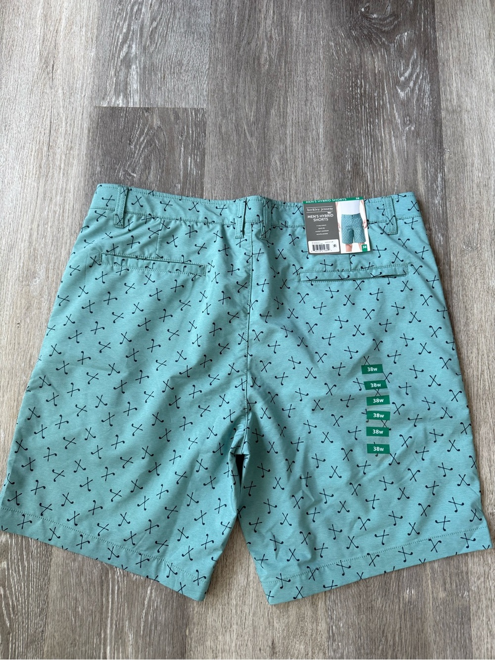 Men's Teal Patterned Golf-Print Shorts